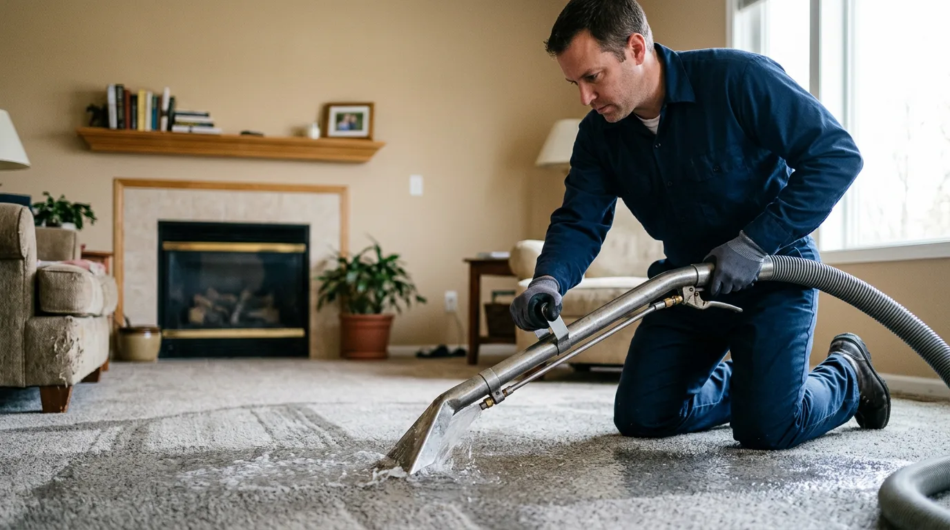 Water damage restoration technician working near Gaston, IN